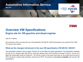 FUCHS_Overview VW Specifications